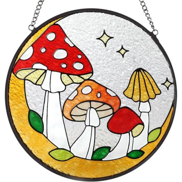 Other - Mushroom Stained Glass Suncatchers Decor, Mushroom Window Hanging